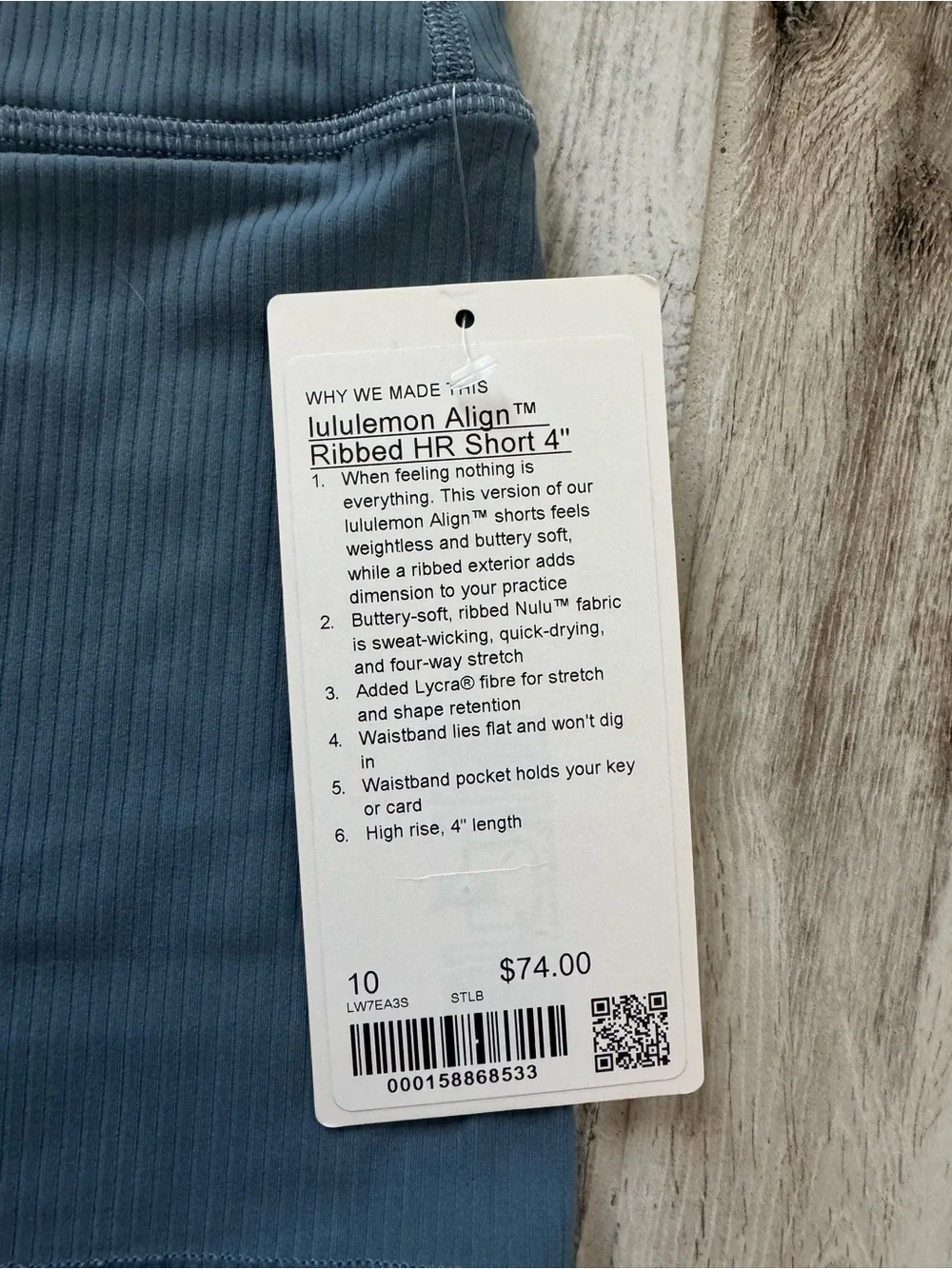 Lululemon Align Ribbed High Rise 4 inch Shorts in Steal Blue New With Tags